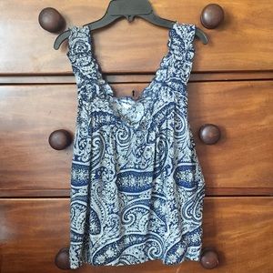 J Crew Blue and White Paisley Tank Top